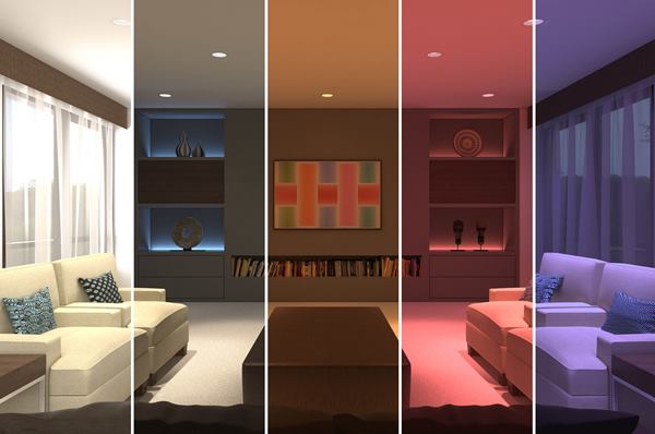 A rendering of USAI Lighting's Infinite Color+ technology in application.