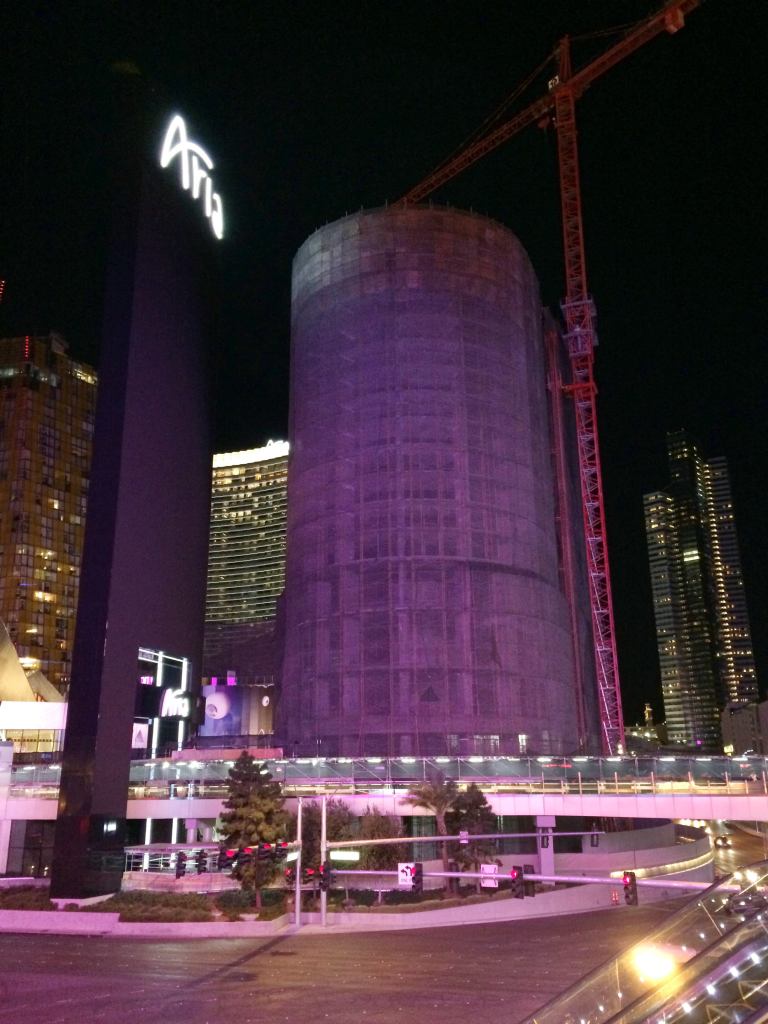 The Harmon hotel in Las Vegas, which is being demolished following seismic concerns. The hotel, by London's Foster + Partners, was designed as part of the CityCenter complex. [ARCHITECT]