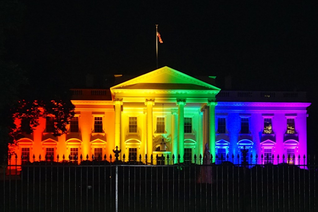 The White House was illuminated with a rainbow to celebrate the Supreme Court ruling on June 26, 2015, in favor of same-sex marriage. &nbsp;