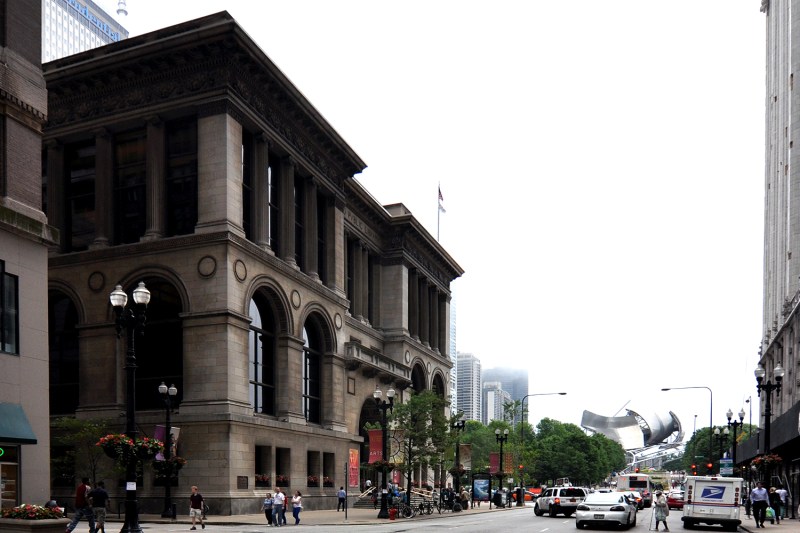 The Chicago Cultural Center (left) is the hub of activity for the Chicago Architecture Biennial, which runs from October 2015 through January 2016.&nbsp;
