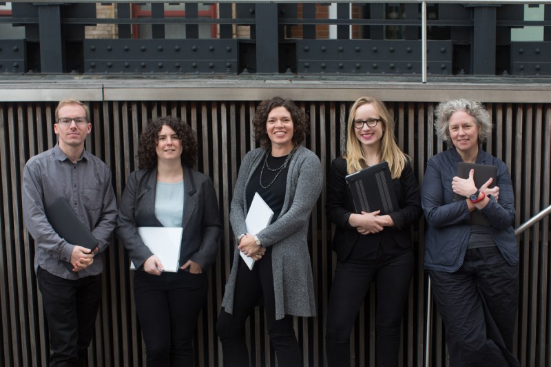 From left to right;&nbsp;Scott Leinweber (Spatial Interaction Designer),&nbsp;Cassie Hackel&nbsp;(Sociospatial Analyst),&nbsp;Melissa Marsh (Founder & CEO), Claire Rowell (Workplace Anthropologist),&nbsp;Ingrid Erickson (Culture of Technology Specialist)