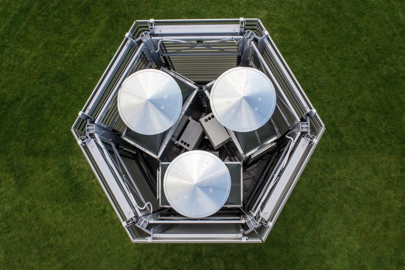 Aerial of the Smog Free tower, by Studio Roosegarde