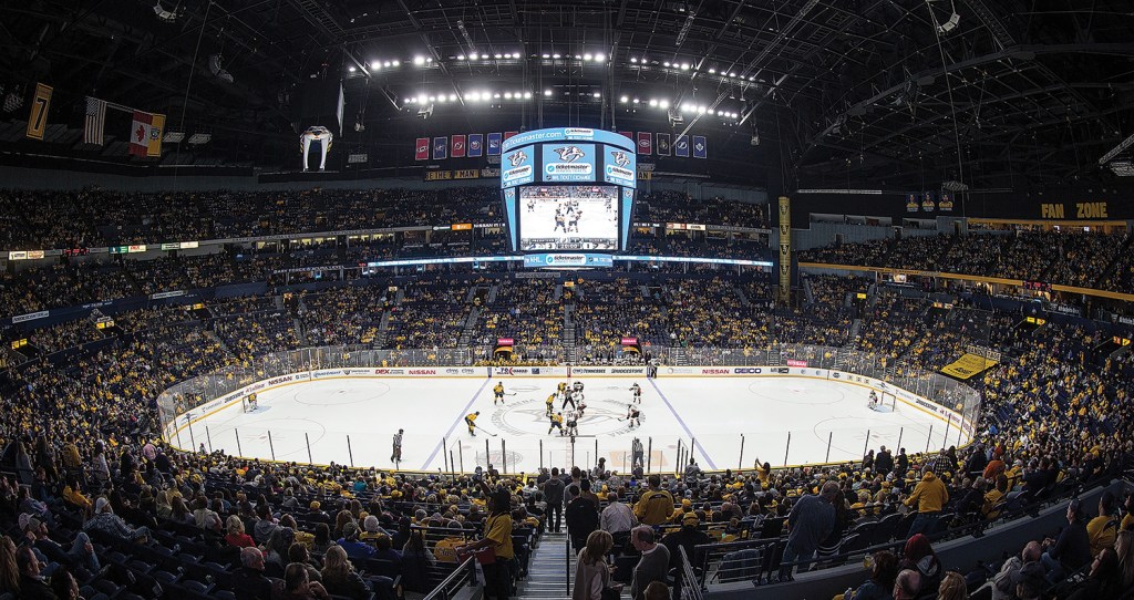 Luminaire manufacturer Eaton’s Ephesus Lighting business retrofitted the Bridgestone Arena, in Nashville, Tenn., with LED fixtures in 2015.