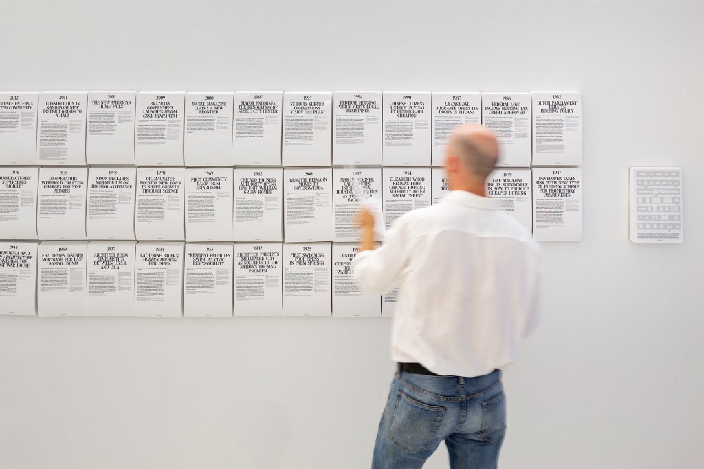 Tearsheets at the exhibition, designed by New York-based studio MTWTF