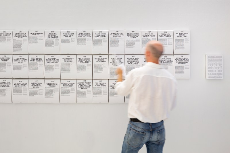 Tearsheets at the exhibition, designed by New York-based studio MTWTF