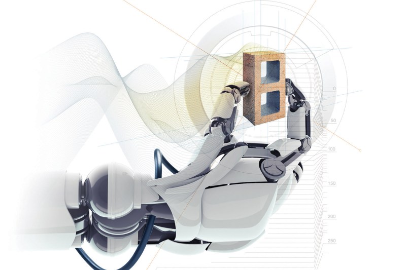 Isolated robotic pointing arm on white background