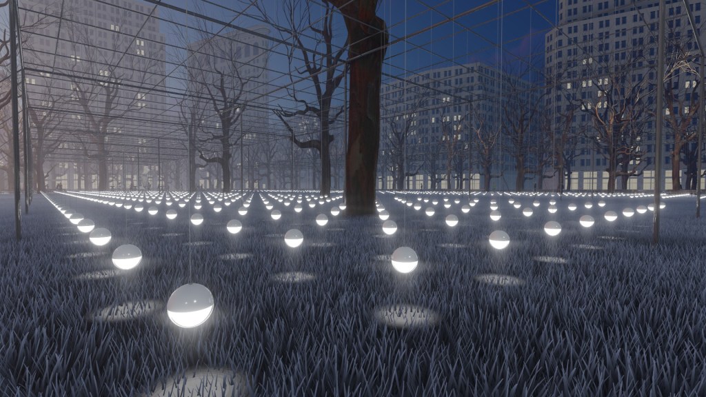 Erwin Redl, Proposal for Whiteout, 2017. Steel and animated white LEDs, dimensions variable.