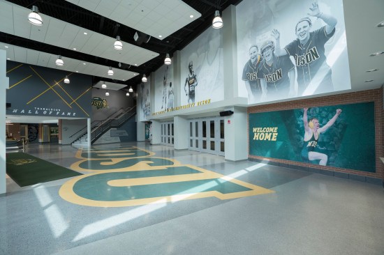 The main lobby of the Sanford Health Athletic Complex