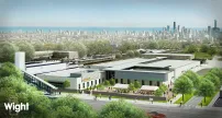 Aerial rendering of The Hatchery, a new business incubator for Chicago's food and beverage entrepreneurs