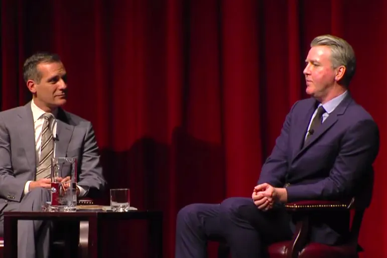Mayor Eric Garcetti and Christopher Hawthorne