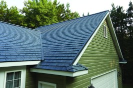 CertainTeed's Matterhorn Slate metal roofing emulates the look of slate.