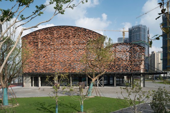 East façade with new brick screen