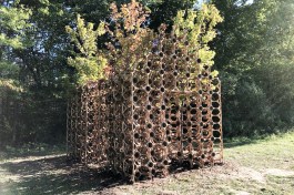 Created in collaboration with designer Martin Miller under the banner of OMG!, Primitive Hut in Ghent, N.Y., is made, in part, of a lattice of bio-resin, hemp, and sawdust that will eventually decompose.