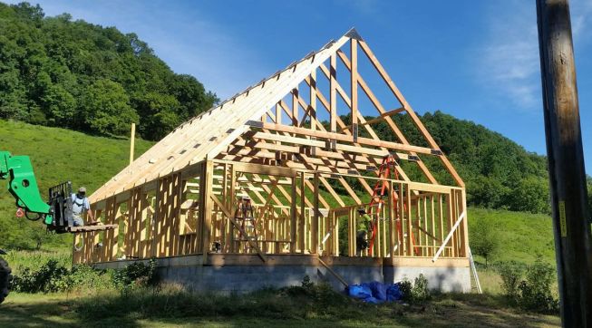 Timber frame home in Grant, California. Structural design