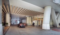 20’ long custom-designed light sticks wrap up and over the renovated drive court.