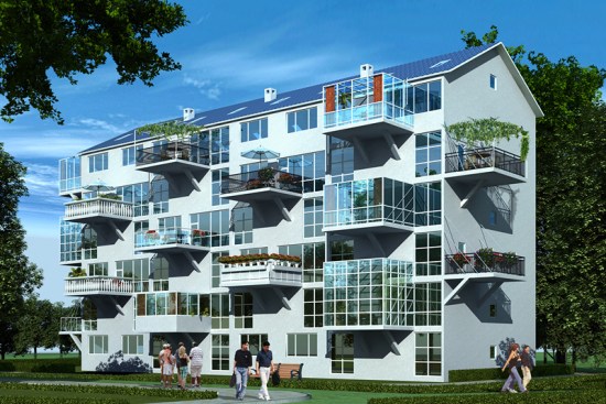 Fig. 1 Exterior Rendering of   the Apartments with Hanging Gardens