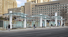 EXTECH worked closely with architect Greg Maynes from concept to completion. The 1,473-square-foot, low-rise, segmented, glass canopy features three taller sections overlapping three shorter sections,