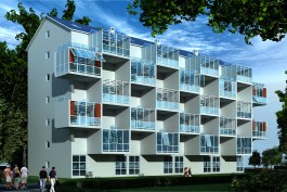 Fig. 1 Exterior Rendering of Hanging Villa Apartments