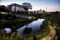 Historic Fourth Ward Park, reopened in 2011 as part of Atlanta’s Beltline project, offers 17 acres of green space to city residents.