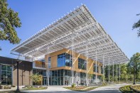 View from northwest of the Kendeda Building for Innovative Sustainable Design at Georgia Tech.