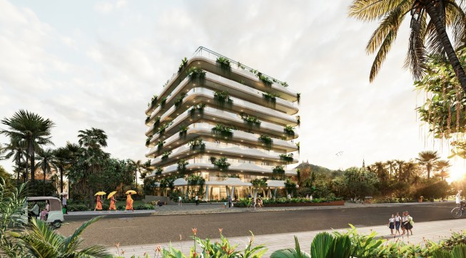 Illustrative CGI street view looking northeast