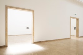 The German pavilion at the Biennale, empty save for QR codes promoting the country's online exhibition.