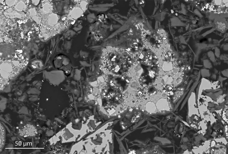 Scanning electron microscopy image of tomb mortar