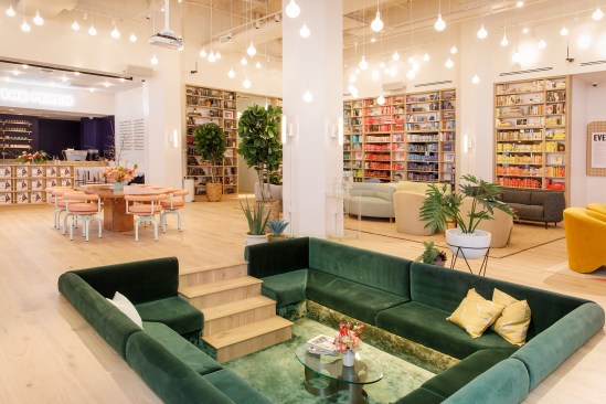The Brooklyn outpost for the Wing, a women’s-only coworking space, sports a sunken lounge, beauty room, and plush materials palette that brings a renewed vibrancy to what was an old tape factory.