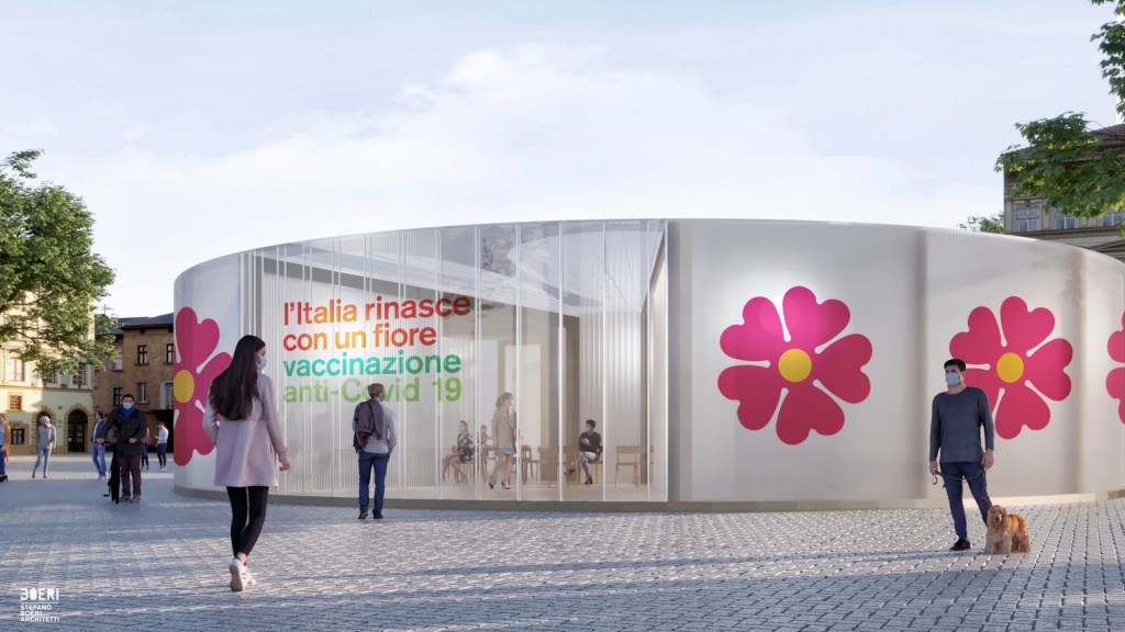 A temporary COVID-19 vaccination pavilion by the Italian architect Stefano Boeri