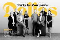 From left: Jan Tallichet, Robert Decherd, Guy Kerr (seated), Amy Meadows, Ken Travis, Kelley Smith (seated), Todd Awe, Sarah Hughes