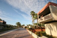 Balcony of an I.M. Pei–designed dormitory at New College in Sarasota, Fla.