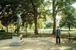Paul Farber with the Rocky Statue in Philadelphia.