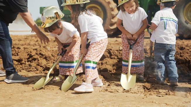Children of the Caddo Nation Child Care Center take part in the Ground Blessing Ceremony for the Tribe’s first self-built community facility.