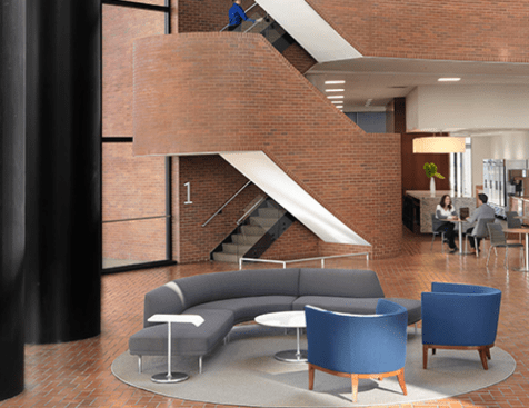 Central lobby at 700 First floor lobby at 700 Market Street - designed by Arcturis
