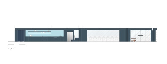 Coloured elevation of the café pantry