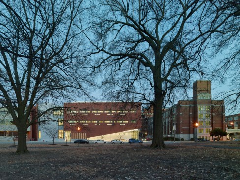 Campus context from park to the west.