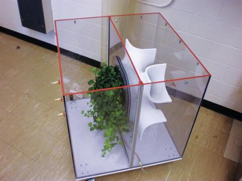 Assembled modules are placed in a testing chamber to measure the air-cleaning power of different plant species and the overall effectiveness of the system.