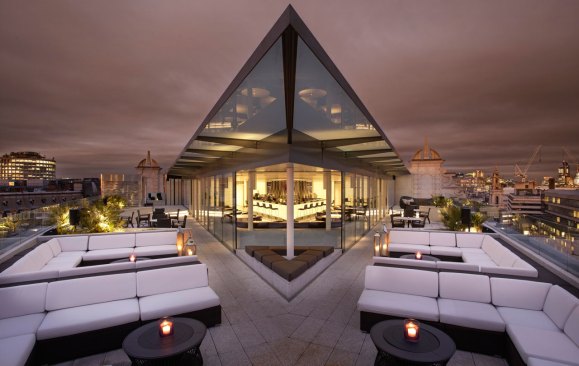 Roof deck at corner.