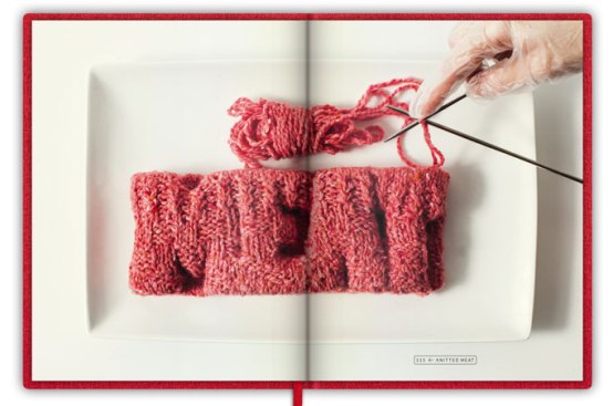 Inside The In Vitro Meat Cookbook by Koert van Mensvoort.
