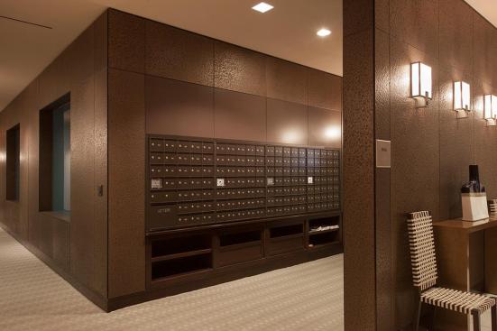 Walls shown in Bonded Bronze with Dark Patina and custom pattern at Residences at the InterContinental, Boston, Massachusetts