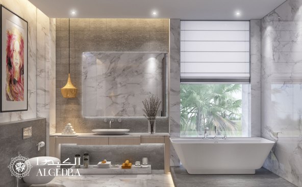 Bathroom design in contemporary villa