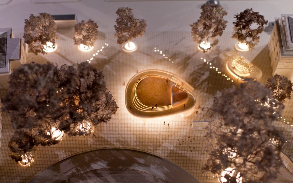 Indicative atmosphere of square at night.