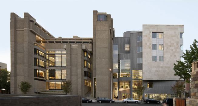 Paul Rudolph's A & A building (left)