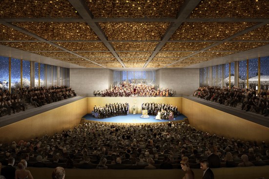 Rendering of auditorium at night.