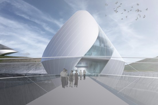Crossing bridge to Avatar X Lab building
