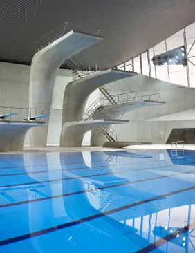 In situ cast concrete diving boards.