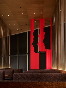 Center dining room looking north with silhouette sculpture