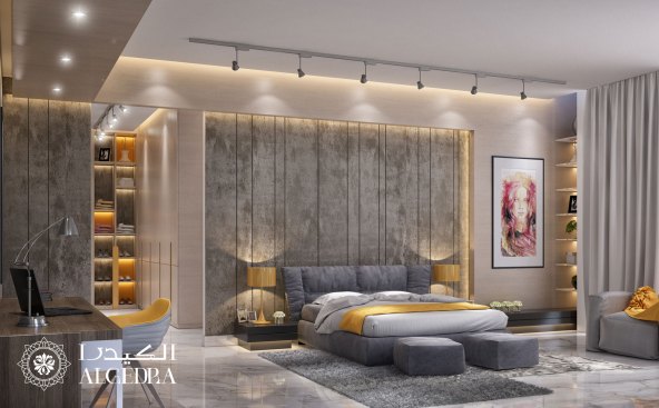 Bedroom design in deluxe contemporary style villa