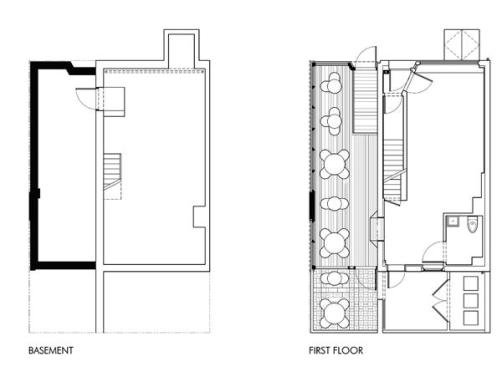 The basement and first-floor plans.
