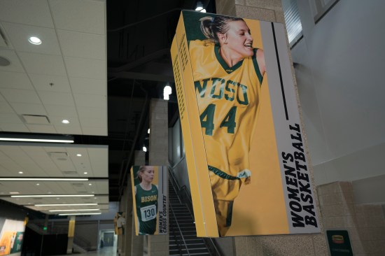 The program’s different teams and student-athletes are featured in well-integrated graphics throughout the visitor concourse